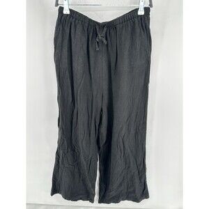 We Wore What Tie Waist Linen Pant Size L Washed Black